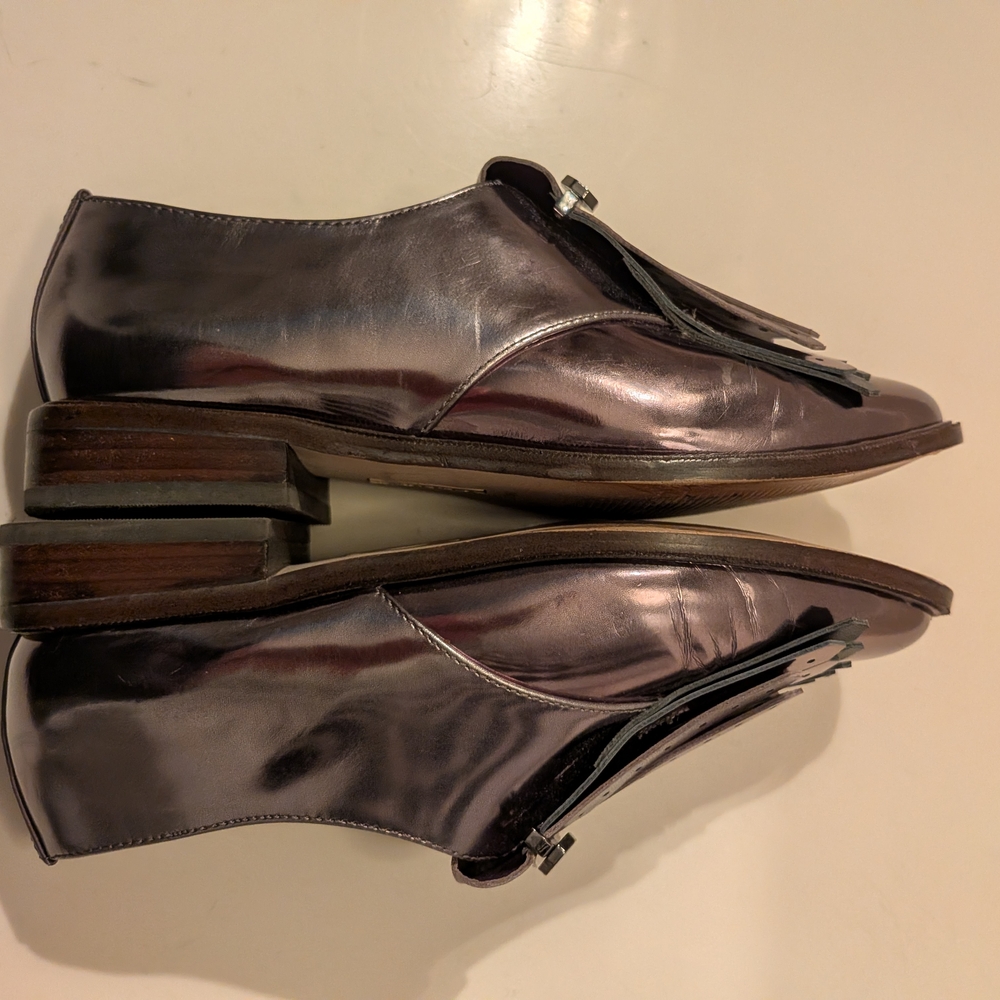 LOUISE ET CIE Kiltie Gunmetal, Purple and Silver Women's Loafers | EUR 35 1/2 - Picture 6 of 9